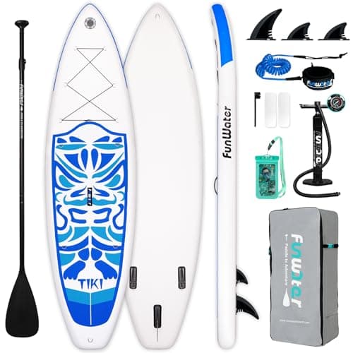 FunWater Inflatable 10'6×33"×6" Ultra-Light (17.6lbs) SUP for All Skill Levels Everything Included with Stand Up Paddle Board, Adj Floating Paddles, Pump, ISUP Travel Backpack, Leash,Waterproof Bag - Image 1