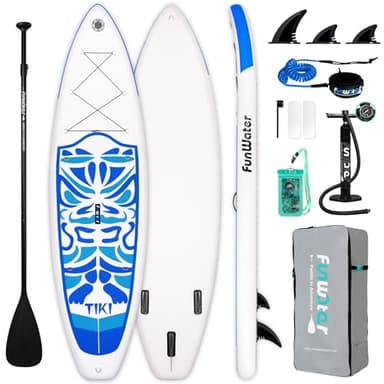 FunWater Inflatable 10'6×33"×6" Ultra-Light (17.6lbs) SUP for All Skill Levels Everything Included with Stand Up Paddle Board, Adj Floating Paddles, Pump, ISUP Travel Backpack, Leash,Waterproof Bag - Image 1