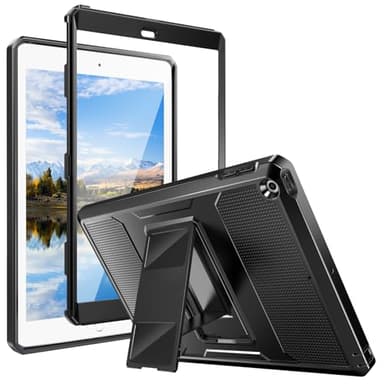 MoKo Case Fit 2018/2017 iPad 9.7 6th/5th Generation - [Heavy Duty] Shockproof Full Body Rugged Hybrid Cover with Built-in Screen Protector Compatible with Apple iPad 9.7 Inch 2018/2017, Black - Image 1