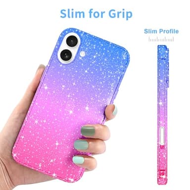 JJGoo Compatible with iPhone 16 Plus Case Clear Glitter, Sparkle Soft TPU Transparent Shockproof Women Girls Slim Bling Sparkly Bumper Cover Phone Case for iPhone 16 Plus 6.7-Inch - Image 3