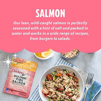 Chicken of the Sea Pink Salmon, 2.5 Ounce Packets (Pack of 12), Wild Caught Salmon, Skinless & Boneless, Lemon & Chive - Image 8