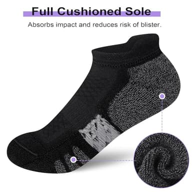 WISVOOO 6 Pairs Ankle Socks Women Anti-blister Breathable Running Athletic Cushioned Socks - Image 4