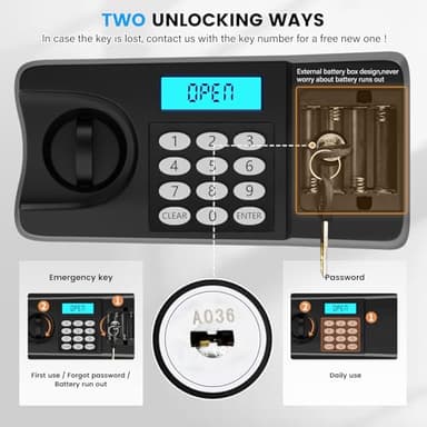 6.0 Cuft Large Home Safe Fireproof Waterproof, Anti-theft Fireproof Safe Box with Combination Lock, Alarm Systerm and Removable Shelf, Digital Document Fire Safes for Home Money Valuables - Image 5