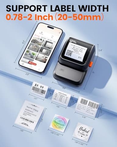 Ponek Label Maker, M100 Address Label Maker, Barcode Label Printer with 2000 Icons and 300 Templates, Bluetooth Thermal Label Printer for Small Business, Home, Logo, Office, School, Black - Image 5