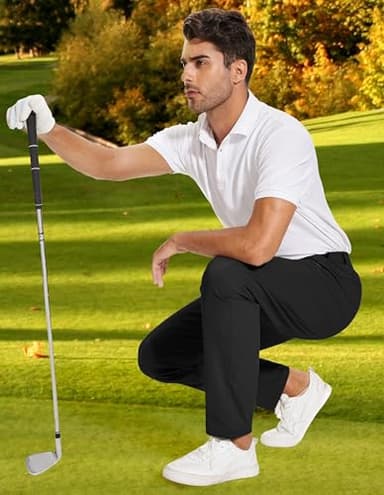 SPECIALMAGIC Work Pants for Men Outdoor Pants Stretch Casual Ripstop Pants Golf Tapered Lightweight Pockets Black,36-32 - Image 7