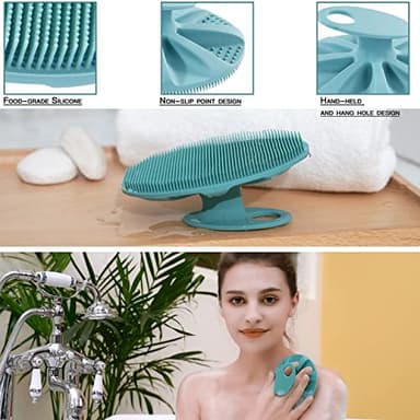 INNERNEED Soft Silicone Body Cleansing Brush Shower Scrubber, Gentle Exfoliating and Massage for All Kinds of Skin (Dark Green) - Image 2