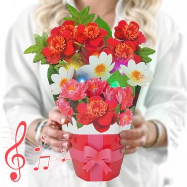 MZD8391 Birthday Cards with MUSIC & LIGHTS, Pop Up Birthday Cards, Magnoli, 12 Inch Life Sized Forever Flower Bouquet Greeting Card Gifts for Women Mom Grandma - Image 1