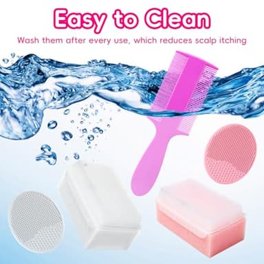 Cradle Cap Brush for Babies, Set of 5 Baby Bath Essentials with Bath Sponge Silicone Scrubber Long Handle Comb for Newborns Toddlers Boys Girls (Pink) - Image 6