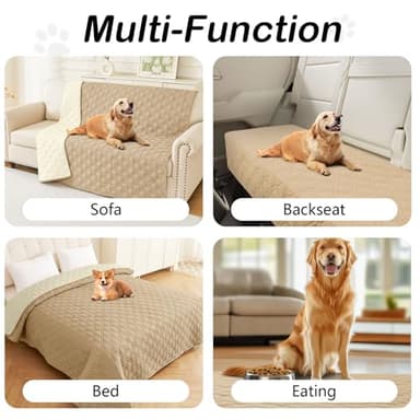 hyha Waterproof Dog Bed Blanket, Soft Pet Blankets, Waterproof Couch Cover for Dogs, Reversible Sofa Covers Washable for Furniture (82x82 Inch, Camel/Beige) - Image 5