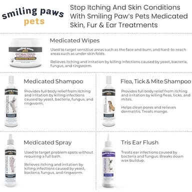 Smiling Paws Pets - Antibacterial & Antifungal Wipe for Dogs & Cats - Contains Ketoconazole & Chlorhexidine - Skin Treatment for Yeast Infection, Ringworm, Pyoderma, Bacteria & Fungus - 50ct (2 Pack) - Image 5