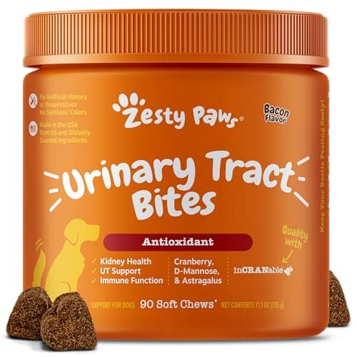 Zesty Paws Cranberry Supplement for Dogs - Bladder Control for Dogs - Urinary Tract Support - Cranberry Chews with D-Mannose, Vitamin B6 & L-Arginine - Immune & Gut Support - Bacon - 90 Count - Image 1