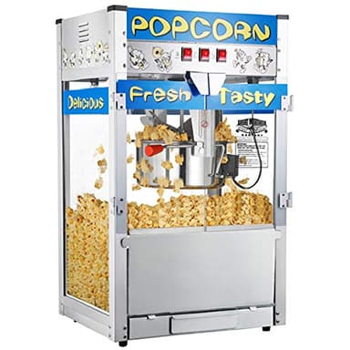Pop Heaven Popcorn Machine - 12oz Stainless-Steel Kettle, Reject Kernel Tray, Warming Light, and Accessories by Great Northern Popcorn (Blue) - Image 1
