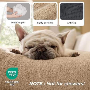 Bedsure Washable XL Dog Bed for Crate for Extra Large Dogs, Comfort Fluffy Plush Pet Pillow Bed Kennel Pad with Non-Slip Bottom, Machine Washable Pet Sleeping Mat, 41"x27", Brown - Image 3