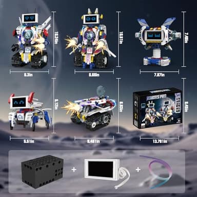 VOPOGLNE 5 in 1 STEM Robot Building Kit, APP & Remote Control Screen Building Toys, Eye Coding Robots Rechargeable, 620Pcs DIY Super Warriors for Kids Learning, Boys Girls Birthday Gifts - Image 2