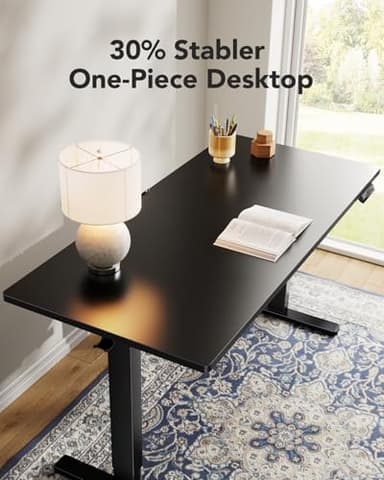HUANUO Electric Standing Desk, 48" x 24" Whole Piece Desktop, Adjustable Height Computer Desks, 4 Height Memory Settings, Sit Stand Up Desk for Home Office, Black - Image 4