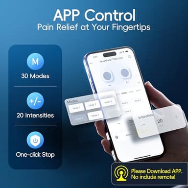 Comfytemp Wireless TENS Unit Machine for Pain Relief, FSA HSA Eligible TENS Unit Muscle Stimulator with Two Sets, Up to 30 Modes TENS Device for Back Pain, Rechargeable Portable with APP Control - Image 2