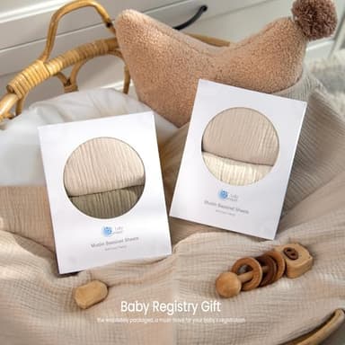 lulumoon Muslin Bassinet Sheets for Baby: Soft Bedside Sleeper Bassinet Fitted Sheets for Boys and Girls - Image 6