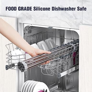 Tomorotec 17.7" x 15.5" Roll Up Dish Drying Rack Over Sink Drying Rack Sink Cover Kitchen Sink Accessories Gadget Multipurpose Organizer Foldable Stainless Steel Drainer (Grey) - Image 7