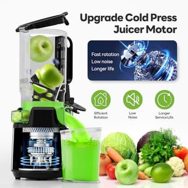 ECOSELF Juicer Machines with 5.3" Mega Mouth & Large Feed Chute, Cold Press Juicer for Whole Fruits & Vegetables, Professional Slow Masticating juicer for Batch Juicing, High Juice Yield Easy to Clean - Image 7