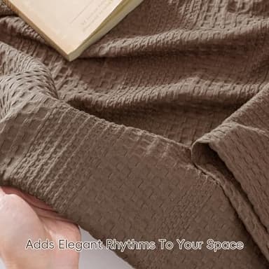 David's Home Cozy Waffle Weave Blanket Twin Size, Ultra Soft Breathable Lightweight Skin-Friendly Throwfor All Seasons, Elegant Room Decor for Couch Bed Sofa Car Travel, Cocoa Brown - Image 4