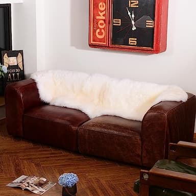 LLB Genuine Sheepskin Area Rug Wool Rug Fur Carpet Fluffy Shaggy Fur Rug for Living Room Kids Bedroom Real Sheepskin Throw Lambskin Rugs Sofa Mat Chair Seat Covers (Ivory White, 2 x 6 ft Sheepskin) - Image 6