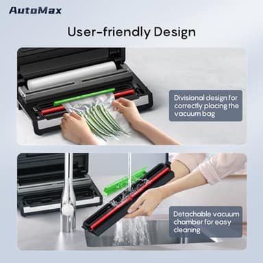 Fully Automatic Vacuum Sealer, 95Kpa Powerful Food Vacuum Sealer Machine, Auto Dry-Wet Detection | Bag Cutter | 2 Rolls Bags & 100 Pcs Precut Bags | Effortless Operation, Silver - Black - Image 9