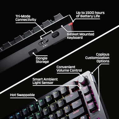 HyperX Alloy Rise 75 Wireless – Hot-Swappable 75% Mechanical Gaming Keyboard, PC, Up to 80 Hours Backlighting On, Dual Wireless 2.4GHz & Bluetooth - Image 5