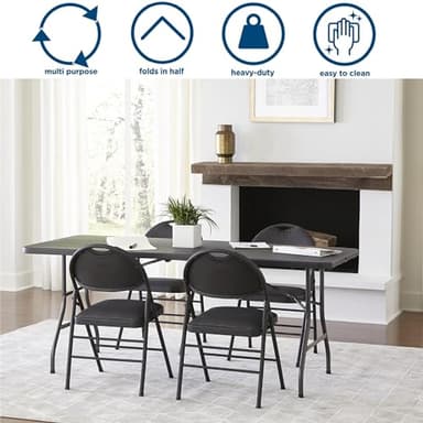 COSCO Molded Folding Banquet Table w/Handle, 6ft, Black - Image 5