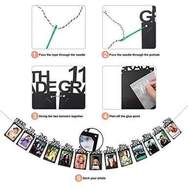 Graduation Photo Banner for Party Decoration, Including Kindergarten to 12th Grade Picture Banner Middle High School College Graduation Party Supplies - Image 3