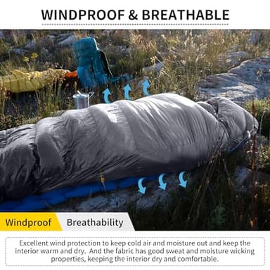 Naturehike Ultralight Duck Down Cold Weather Sleeping Bag, 650FP Compact Sleeping Bag 3-4 Season for Adults & Kids, Waterproof - Backpacking, Camping, Hiking, Traveling with Compression Sack, Gray - Image 7