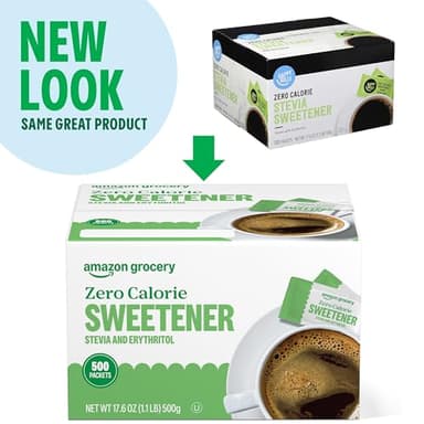 Amazon Grocery, Zero Calorie Stevia and Erythritol Sweetener Packets, 500 Ct (Previously Happy Belly, Packaging May Vary) - Image 4