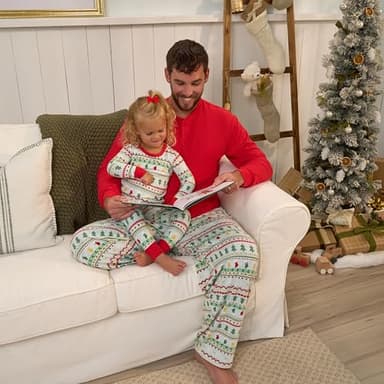 Gerber Baby Boys' Holiday Family Pajamas, Mint/Red, X-Large - Image 4