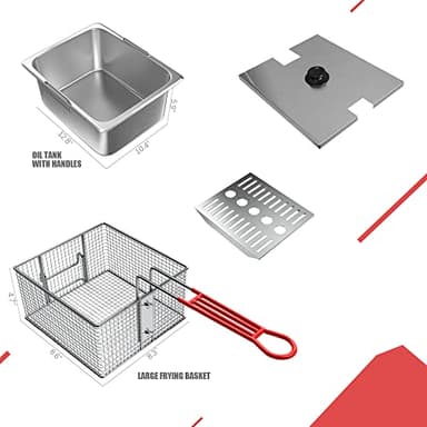 EGGKITPO Electric Deep fryer Single Tank Deep Fryer with Basket Capacity 10L(10.5QT) Electric Countertop Fryers with 60 Minute Timer for Home Kitchen and Restaurant, 1800 Watts, 120V - Image 3