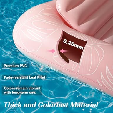 HeySplash Inflatable Pool Float Lounge, Large Inflatable Pool Floats Boat for Adults with Cup Holder & Detachable Pillow, Tanning Pool Lounger Float for Outdoor Lake River Summer Water Party,Pink Leaf - Image 4