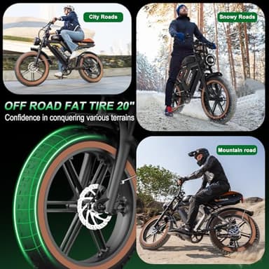 MOVCAN Electric Bike for Adults,1500W Motor 20" Fat Tire Ebike,Up to 32MPH & 120 Miles,31.2AH Removable Dual Battery, 7 Speed Gear, Hydraulic Brakes&Full Suspension Electric Motorcycle - Image 5