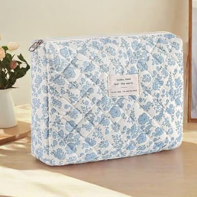 Dkieuyu Quilted Makeup Organizer, Floral Cotton Travel Bag Set for Women & Girls (M1-1PC) - Image 3
