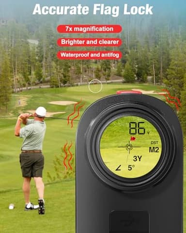 Range Finder Golf Rangefinder with Slope - 1200 Yards Laser Range Finder with Flag Lock, Vibration, 7X Magnification, Rechargeable with Magnetic Mount – Ideal Golf Accessories for Golfers & Hunting - Image 5