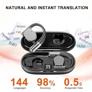 AI Translation Earbuds Real Time, 144 Languages Online Wireless Language Translator Earbuds, Two-Way Translator Device with APP for iOS and Android, Simultaneous Translating - Image 3