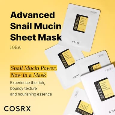 COSRX Snail Mucin Sheet Mask 10 EA with Snail Mucin Serum, Self Care, Face Masks for Dry, Sensitive Skin, Not Tested on Animals, No Parabens, No Sulfates, Korean Skin Care - Image 2