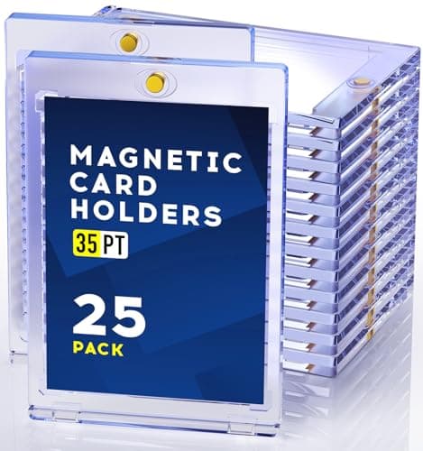 25ct Magnetic Card Holder, 35pt One Card Holder Touch, U-V Protectors Hard Plastic for Trading Cards, Magnet Case, Sports, Game, Football, Baseball Cards