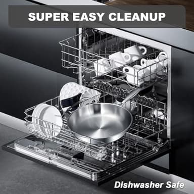 12 Inch Tri-Ply Stainless Steel Frying Pan, Skillet, Induction Cooking Pan, Dishwasher and Oven Safe, Fast & Even Heat, Heavy Duty and Detachable Handle - Image 7