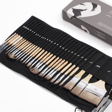 ARTIFY 30-Piece Expert Paint Brush Set, Upgraded Version, Complete Range of Sizes, Enhanced Synthetic Brushes with Canvas Roll and Palette Knife for Acrylic, Oil, Watercolor, and Gouache - Image 1