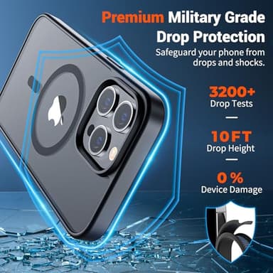 SUPFINE Magnetic for iPhone 13 Pro Max Case (Compatible with MagSafe) (Military Grade Drop Protection) Translucent Matte Shockproof Phone Cover,Black - Image 3