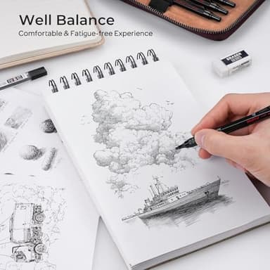 Nicpro 33PCS Black Metal Mechanical Pencil Set in Leather Case, Art Drafting Pencil 0.3, 0.5, 0.7, 0.9 mm, 2mm Lead Holders for Sketching Drawing with 18 Tube (6B 4B 2B HB 2H 4H Colors) Lead Refills - Image 5