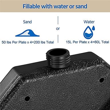 Yaheetech 4-Piece Umbrella Base Outdoor Umbrella Stand Square Shaped Cantilever Offset Filled with Water or Sand for Garden, Backyard and Poolside, Black - Image 4