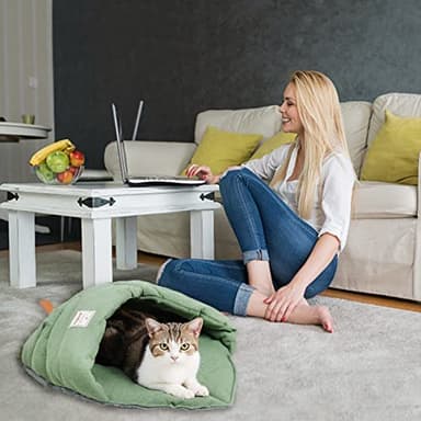 MOLEDINO Pet Cat Sleeping Bag, Cute Cat Cave Bed Hideaway for Indoor Cats Washable Covered Cozy Soft Warming Durable Fabric Burrow Napper Pocket Nest Snuggle Sack for Puppy Kitten - Image 7
