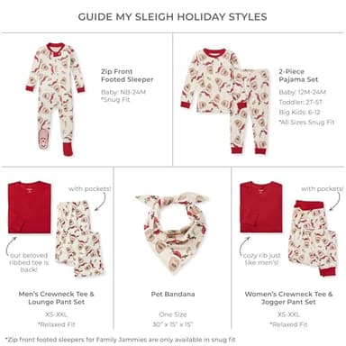 Burt's Bees Baby Baby Family Christmas Pajamas Matching Sets-Organic Cotton PJs for Kids, Toddlers, Adults, Guide My Sleigh, 12 Years - Image 2