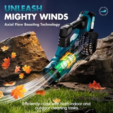 Leaf Blower Cordless - 2025 Update 150000RPM & 3 Speed Levels Electric Leaf Blower with 2 x 4.0Ah Battery and Charger, Extension Tube Blower for Lawn Care, Yard, Garage, Blowing Leaves, Dust or Snow - Image 3