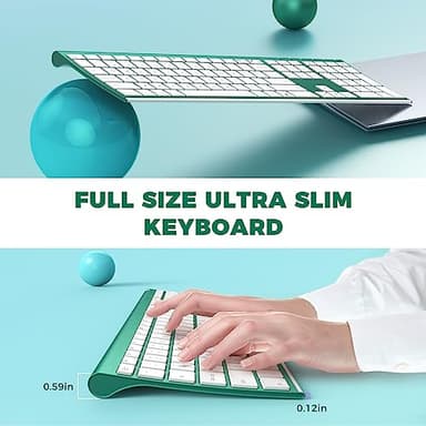 Wireless Keyboard and Mouse, Vssoplor 2.4GHz Rechargeable Compact Quiet Full-Size Keyboard and Mouse Combo with Nano USB Receiver for Windows, Laptop, PC, Notebook-Blackish Green - Image 2
