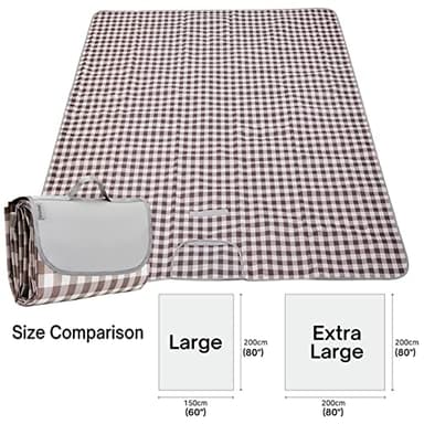 LRUUIDDE Extra Large Picnic Blanket Beach Blankets, Outdoor Foldable Waterproof Sand Mat for Beach Camping Hiking Travel Family Concerts Grass Park Music Festival Lawn Mats (Brown, 80x60inch) - Image 3